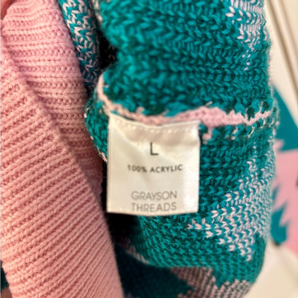 Grayson Threads Pink & Green Christmas Tree Knit Sweater NWT Size Large - Picture 5 of 5
